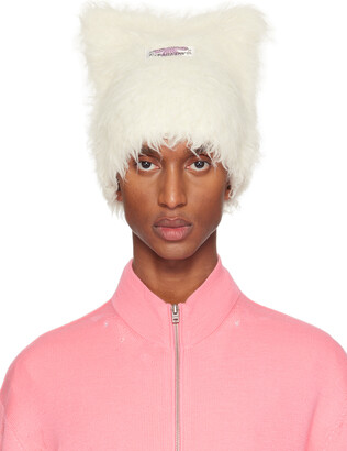 Acne Studios Off-White Fluffy Square Beanie - ShopStyle Hats